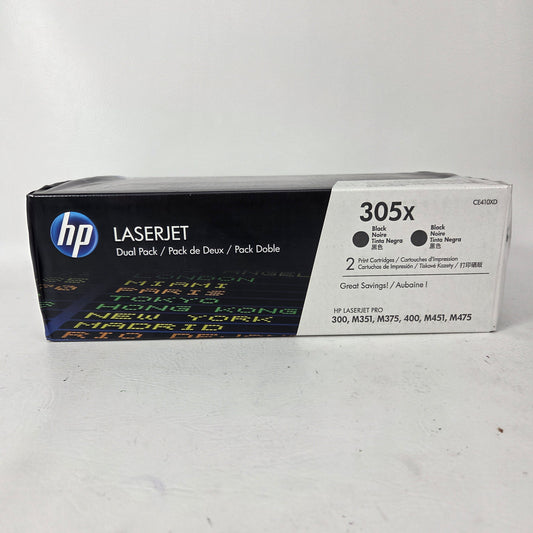 New HP 305X Toner Cartridge Black 2 Pack CE410XD