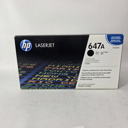 New HP LaserJet 647A Black Toner Cartridge CE260A