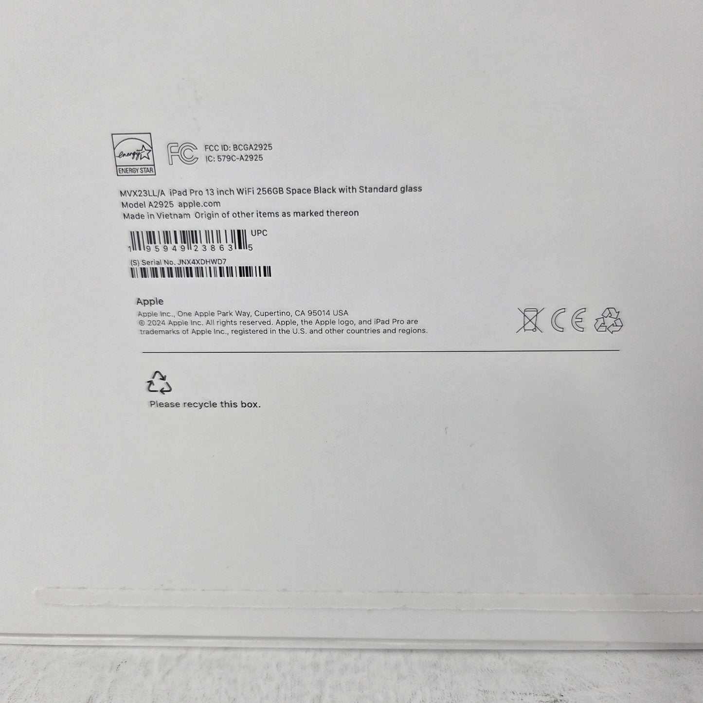 WiFi Only Apple iPad Pro 13" M4 256GB Space Black MVX23LL/A