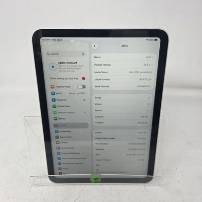 Factory Unlocked Apple iPad 10th Gen 256GB Silver MQ6T3LL/A