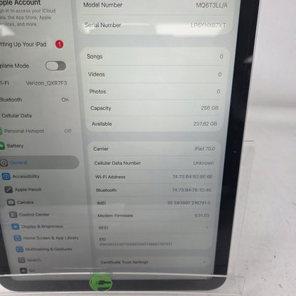 Factory Unlocked Apple iPad 10th Gen 256GB Silver MQ6T3LL/A
