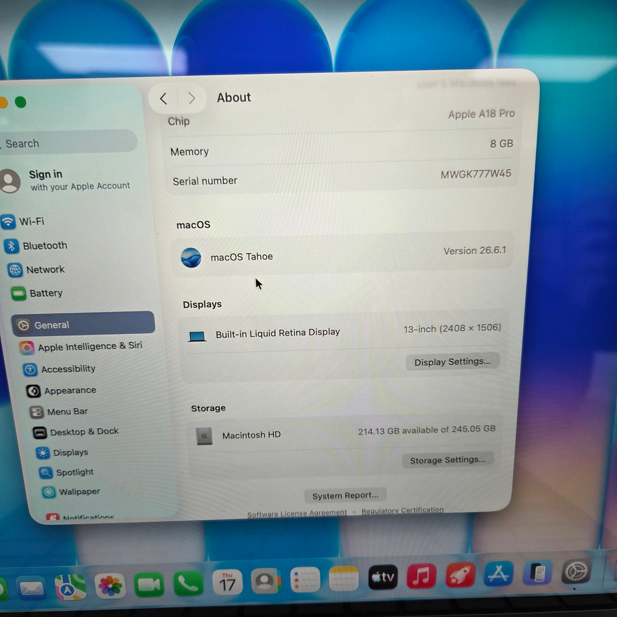 2026 Apple MacBook Neo 13" A18 Pro 5C GPU 4.0GHz 8GB RAM 256GB SSD MHFF4LL/A