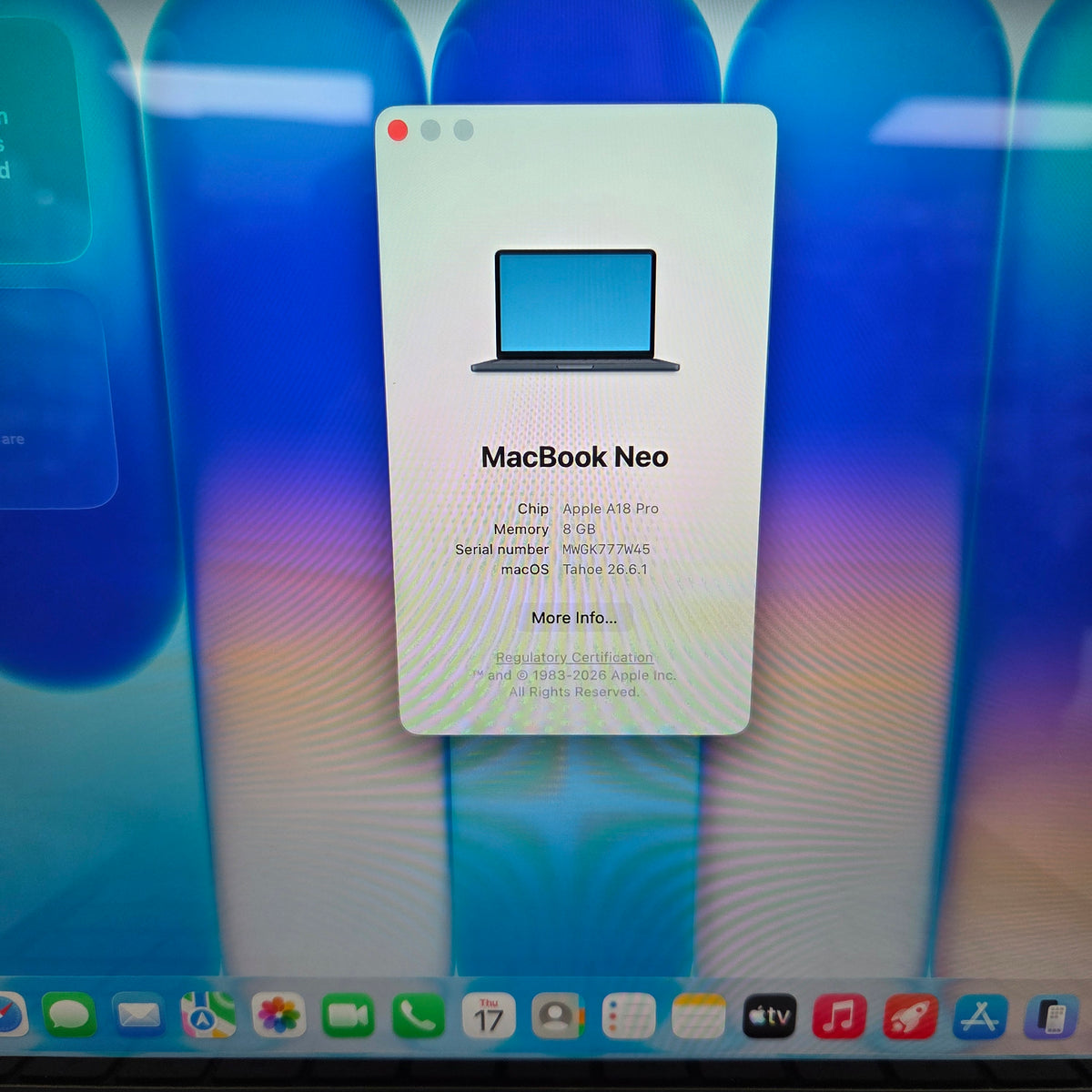 2026 Apple MacBook Neo 13" A18 Pro 5C GPU 4.0GHz 8GB RAM 256GB SSD MHFF4LL/A