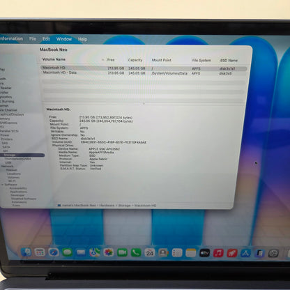 2026 Apple MacBook Neo 13" A18 Pro 5C GPU 4.0GHz 8GB RAM 256GB SSD MHFF4LL/A