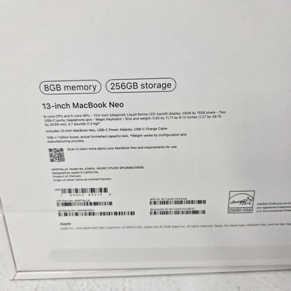 2026 Apple MacBook Neo 13" A18 Pro 5C GPU 4.0GHz 8GB RAM 256GB SSD MHFF4LL/A