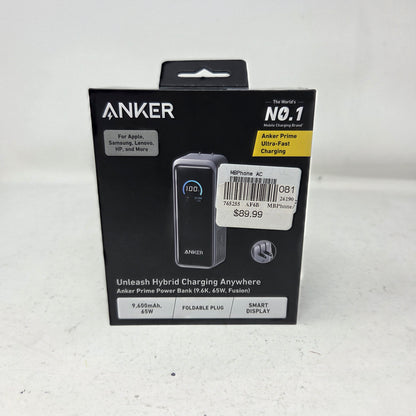 New Anker Prime 9600mAh 65W Power Bank Wall Charger Black A1339111-1