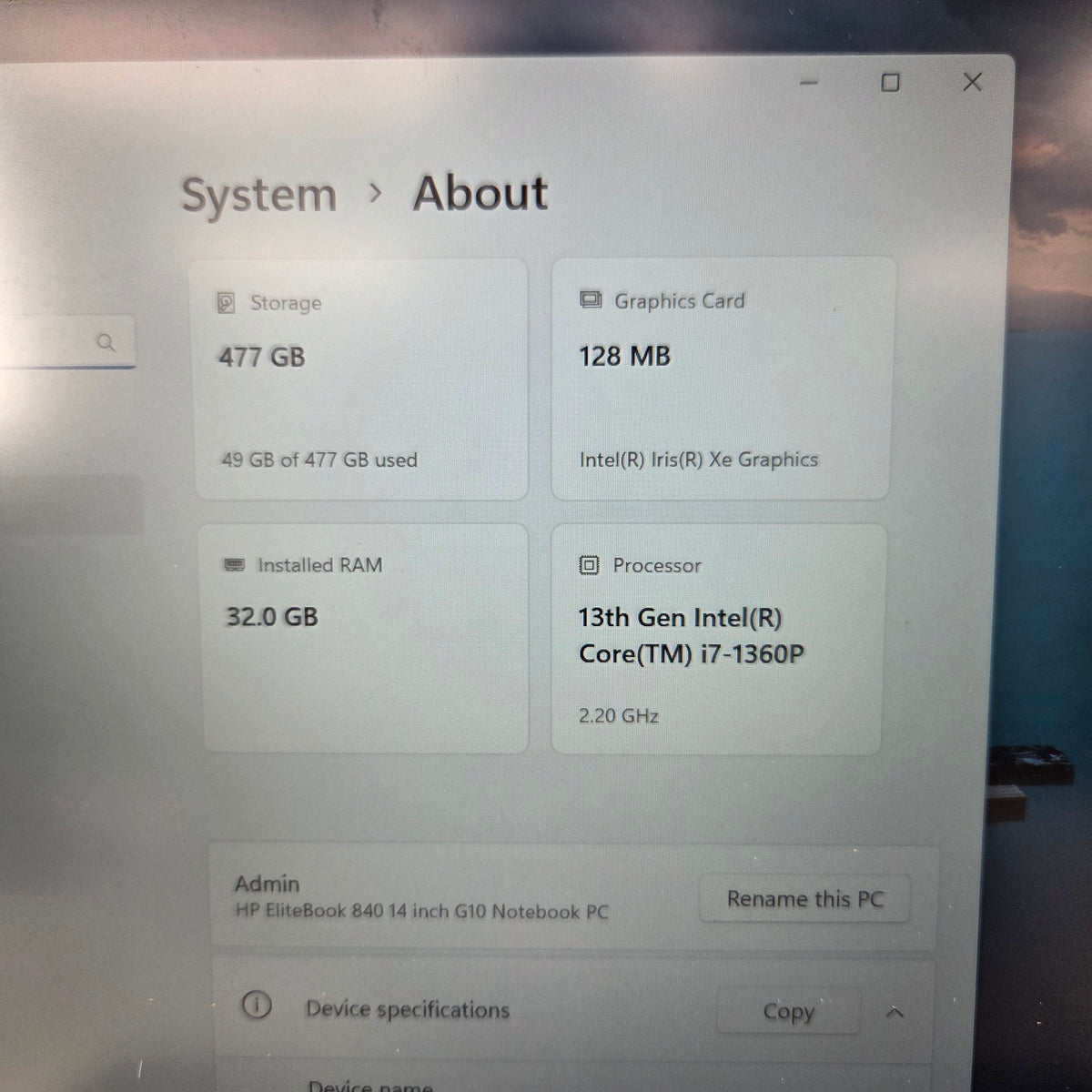 HP EliteBook 840 G10 14" i7-1360P 2.2GHz 32GB RAM 512GB SSD
