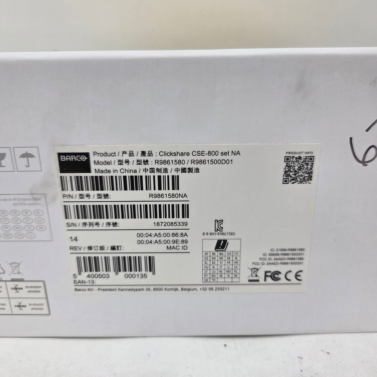 New Barco ClickShare CSE-800 Wireless Presentation System R9861580 