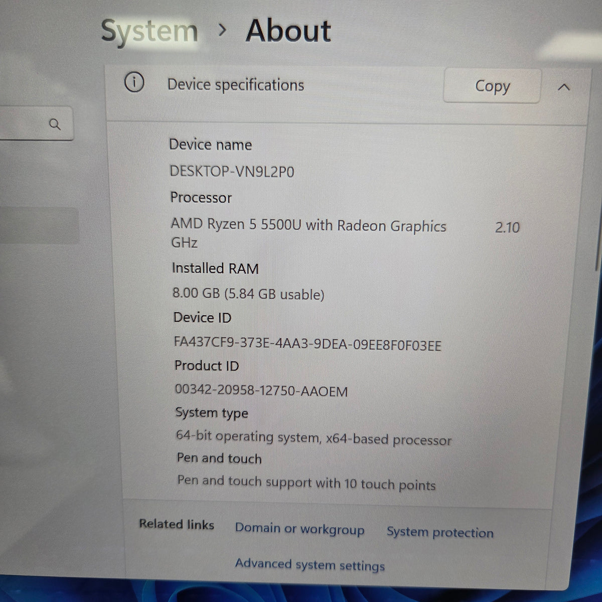 Lenovo Yoga 6 Ryzen 5 5500U 2.1GHz 8GB RAM 256GB SSD