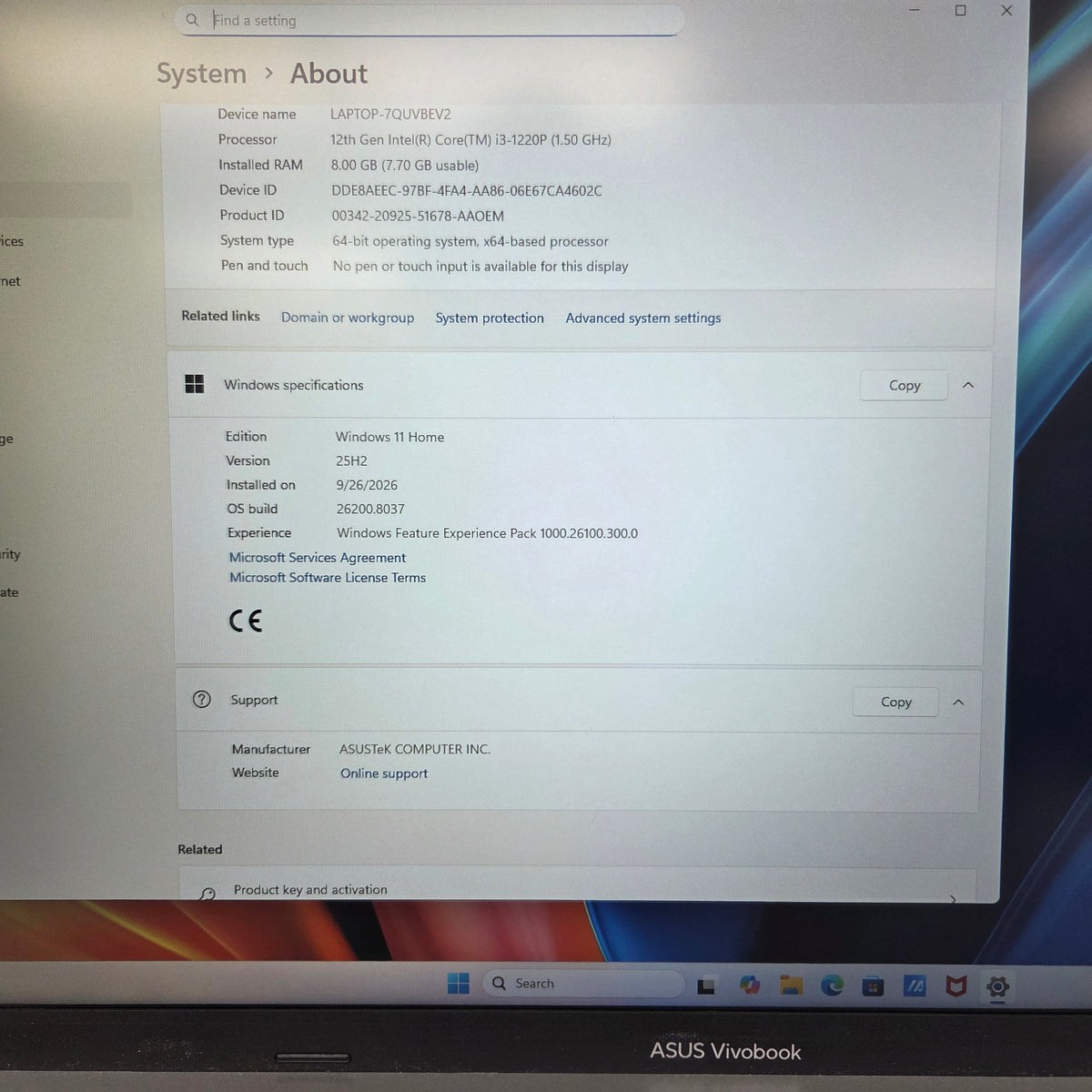 Asus Vivobook 17 X1703ZA 17.3" i3-1220P 1.5GHz 8GB RAM 256GB SSD