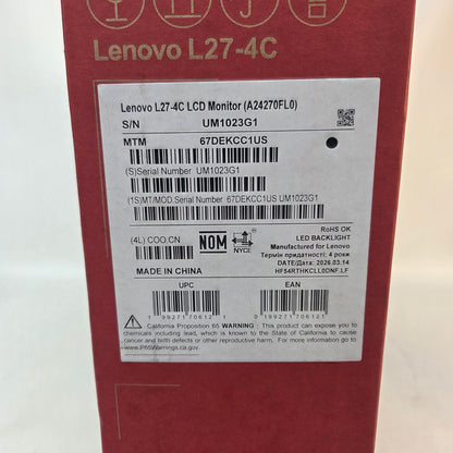 New Lenovo 27" A24270FL0 LED-backlit LCD Monitor IPS LCD Monitor
