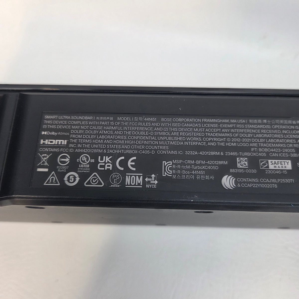 Bose Smart Ultra Soundbar Wireless Bluetooth Soundbar Black 882963-1100