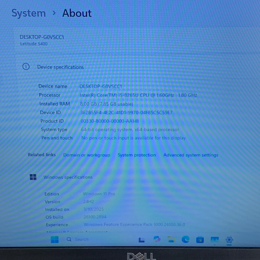 Dell Latitude 5400 P98G 14" i5-8265U 1.6GHz 8GB RAM 512GB SSD