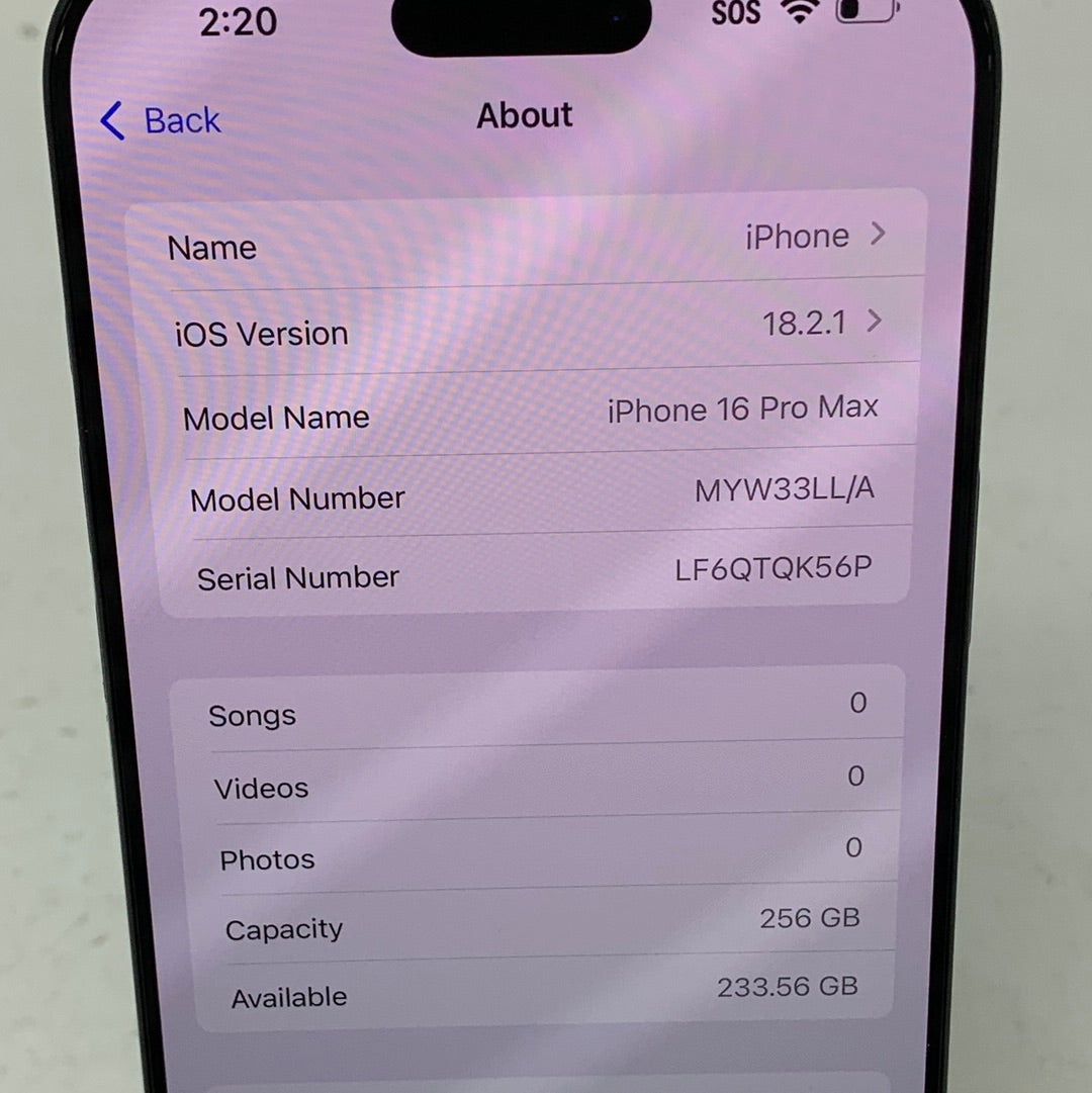 T-Mobile Apple iPhone 16 Pro Max eSIM 256GB BLACK A3084