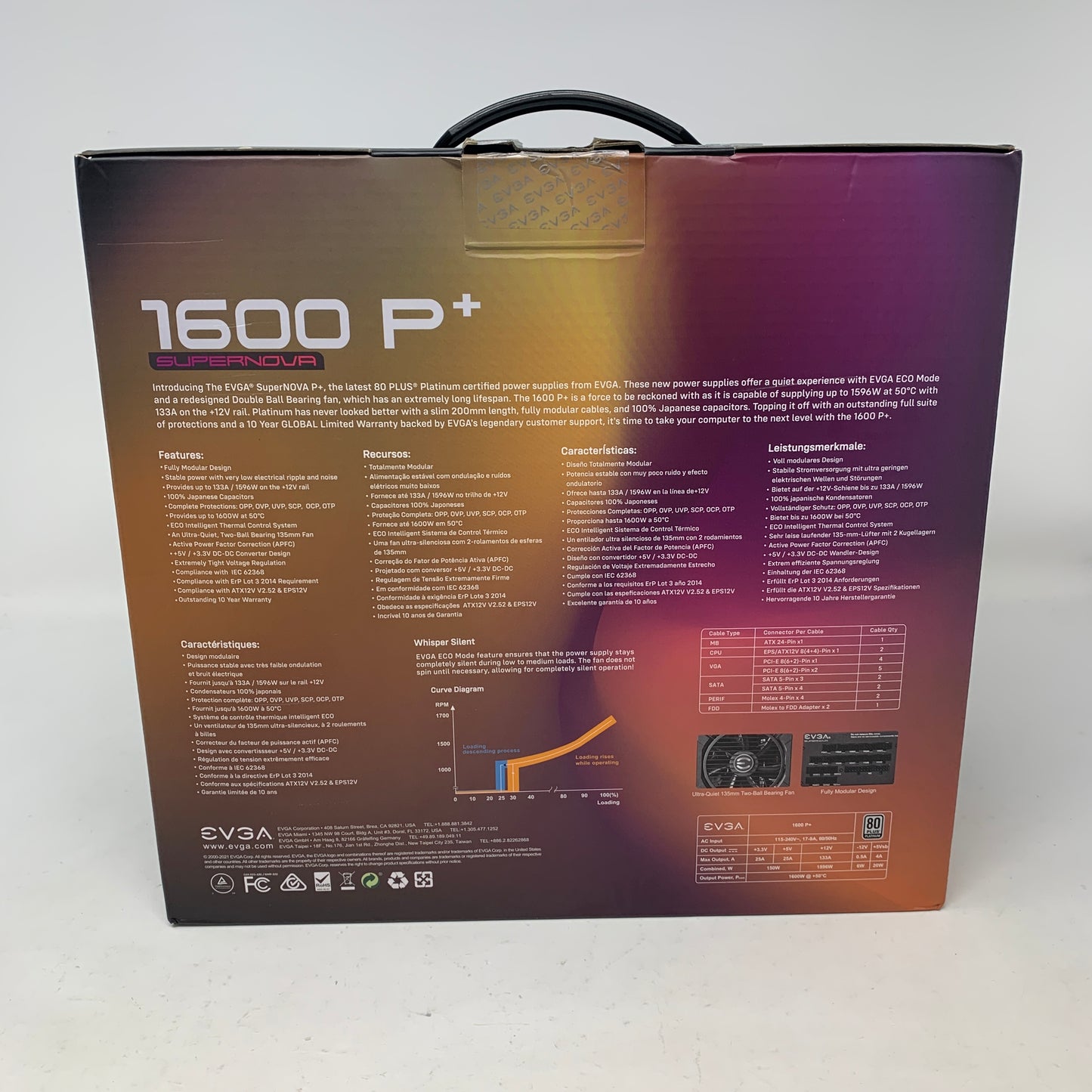 New EVGA EVGA 1600W Platinum Supernova 220-PP-1600-X1 Power Supply