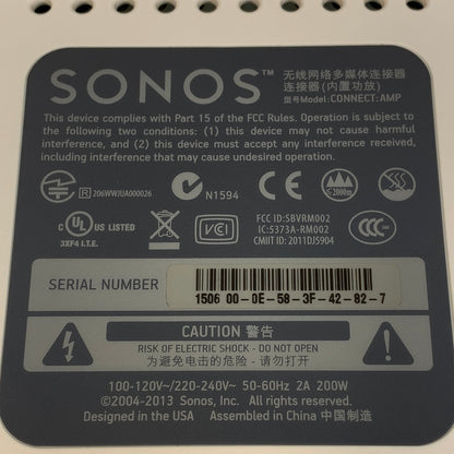 Sonos Connect Smart Wireless Streaming Speaker White AMP Gen 2