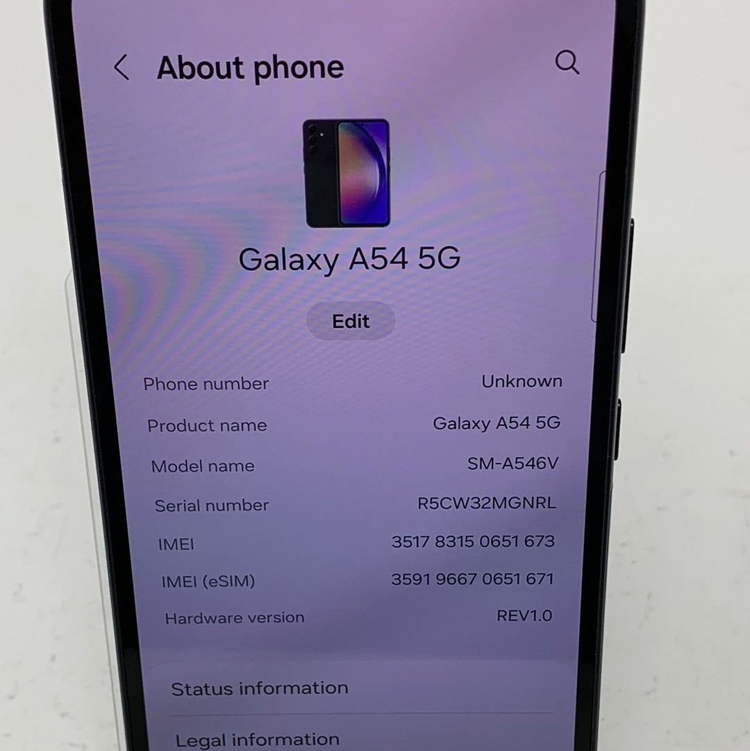 Verizon Samsung Galaxy A54 5G 6GB RAM 128GB SM-A546V Black