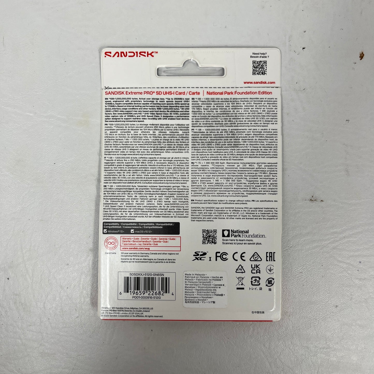 SANDISK Extreme PRO SDXC UHS-I Memory Card: National Park Foundation 512GB