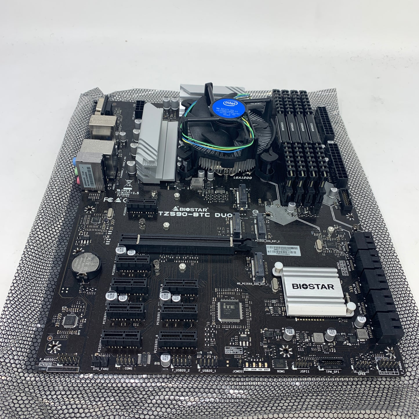 Biostar TZ590-BTC DUO Motherboard + Intel Celeron G5925 CPU Combo | 9 GPU Sup