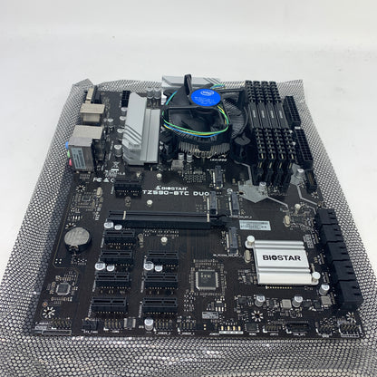Biostar TZ590-BTC DUO Motherboard + Intel Celeron G5925 CPU Combo | 9 GPU Sup