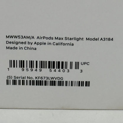 Apple AirPods Max Wireless Over-Ear Headphones Starlight MWW53AM/A