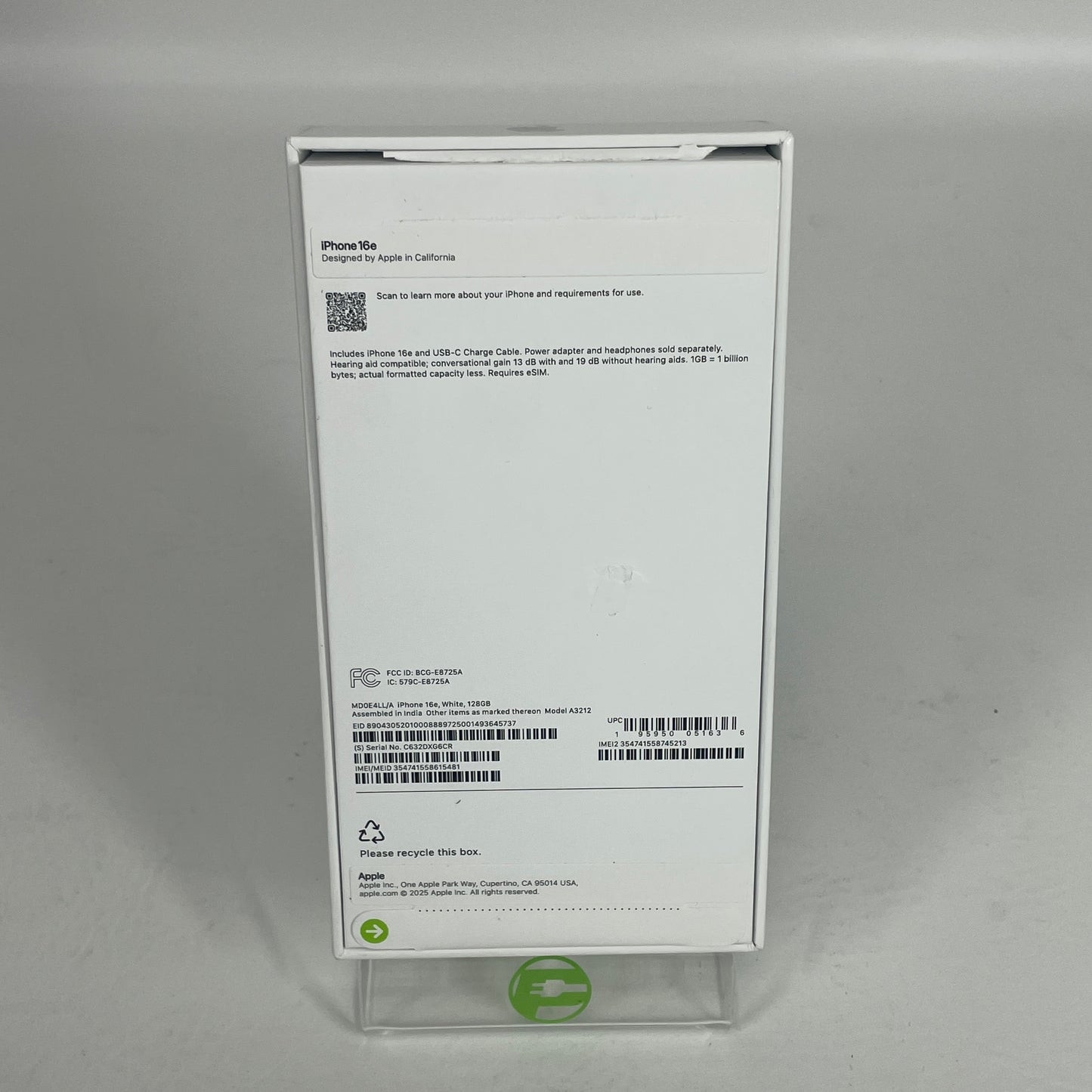 New Unlocked Apple iPhone 16e 128GB White MDOELL/A