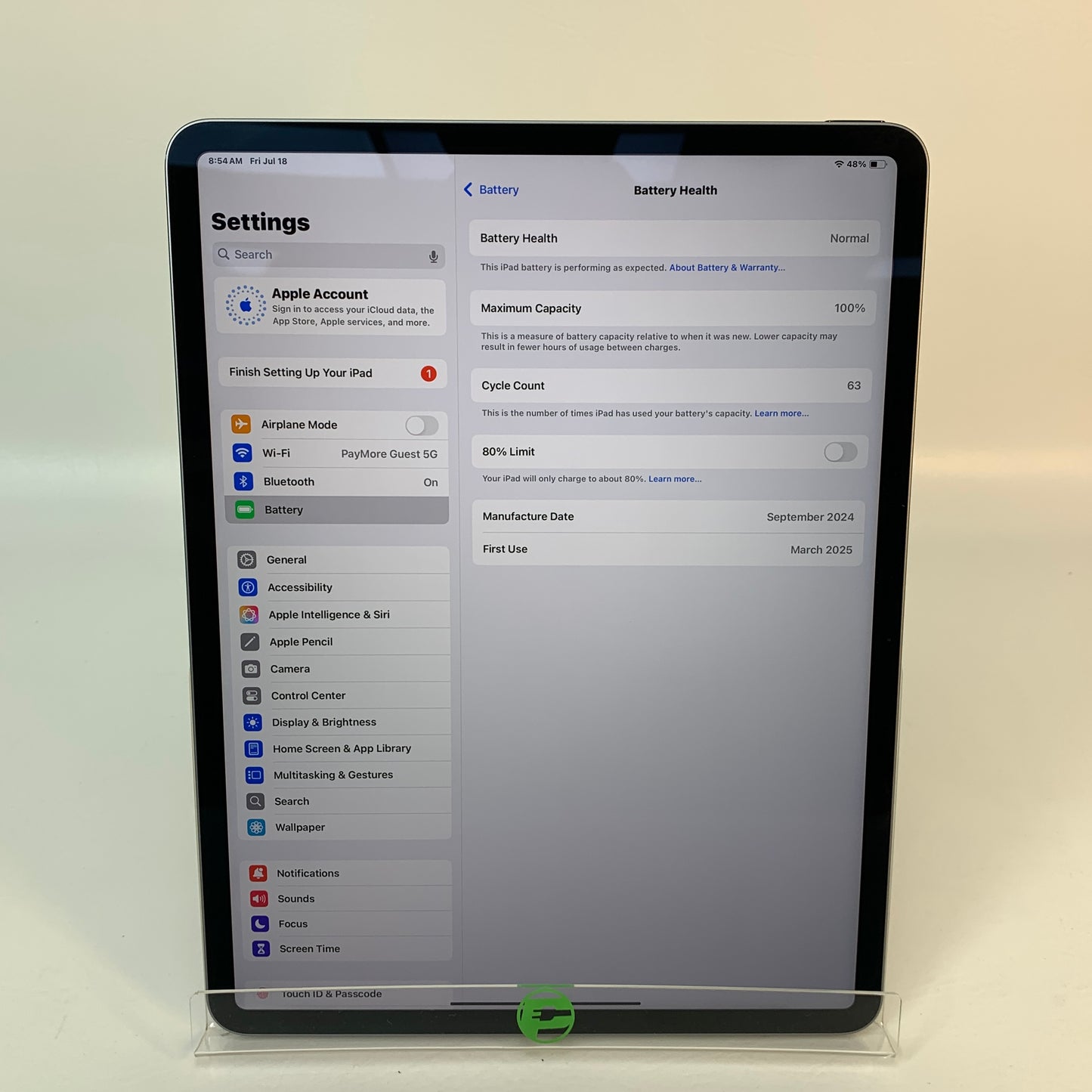 WiFi Only Apple iPad Air 13" M2 128GB 18.5 Space Gray A2898