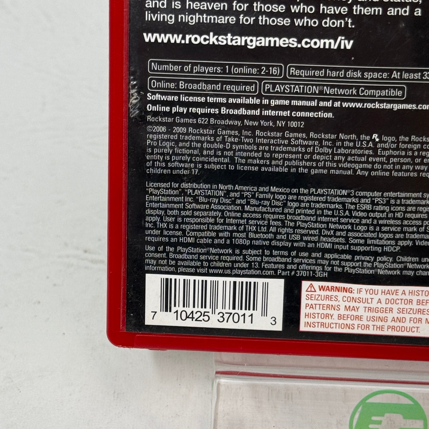 Grand Theft Auto IV (Sony PlayStation 3 PS3, 2008)