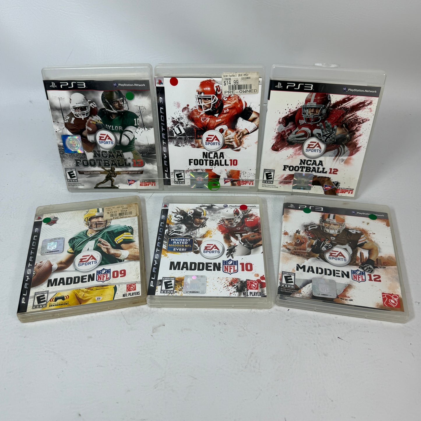 Lot of 6 Sony PlayStation 3 PS3 Games NCAA Football 10 12 13 Madden NFL 09 10 12