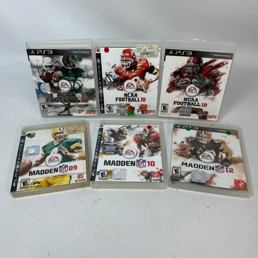 Lot of 6 Sony PlayStation 3 PS3 Games NCAA Football 10 12 13 Madden NFL 09 10 12