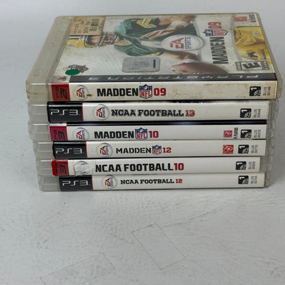 Lot of 6 Sony PlayStation 3 PS3 Games NCAA Football 10 12 13 Madden NFL 09 10 12