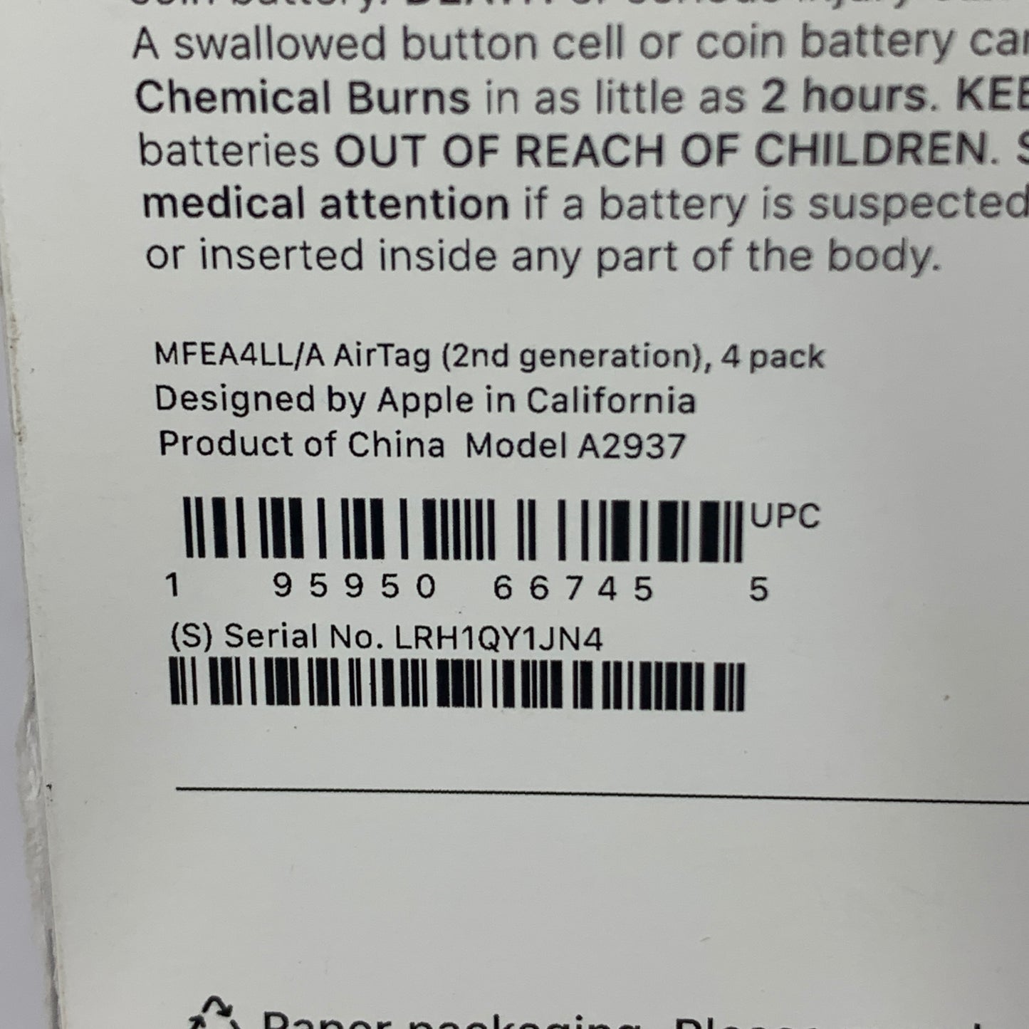 Apple Wireless Airtag 2nd Gen Graphite MFEA4LL/A