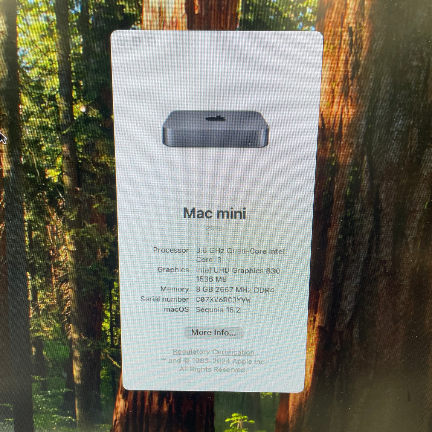 2018 Apple Mac Mini i3 3.6GHz 8GB RAM 128GB SSD Space Gray A1993