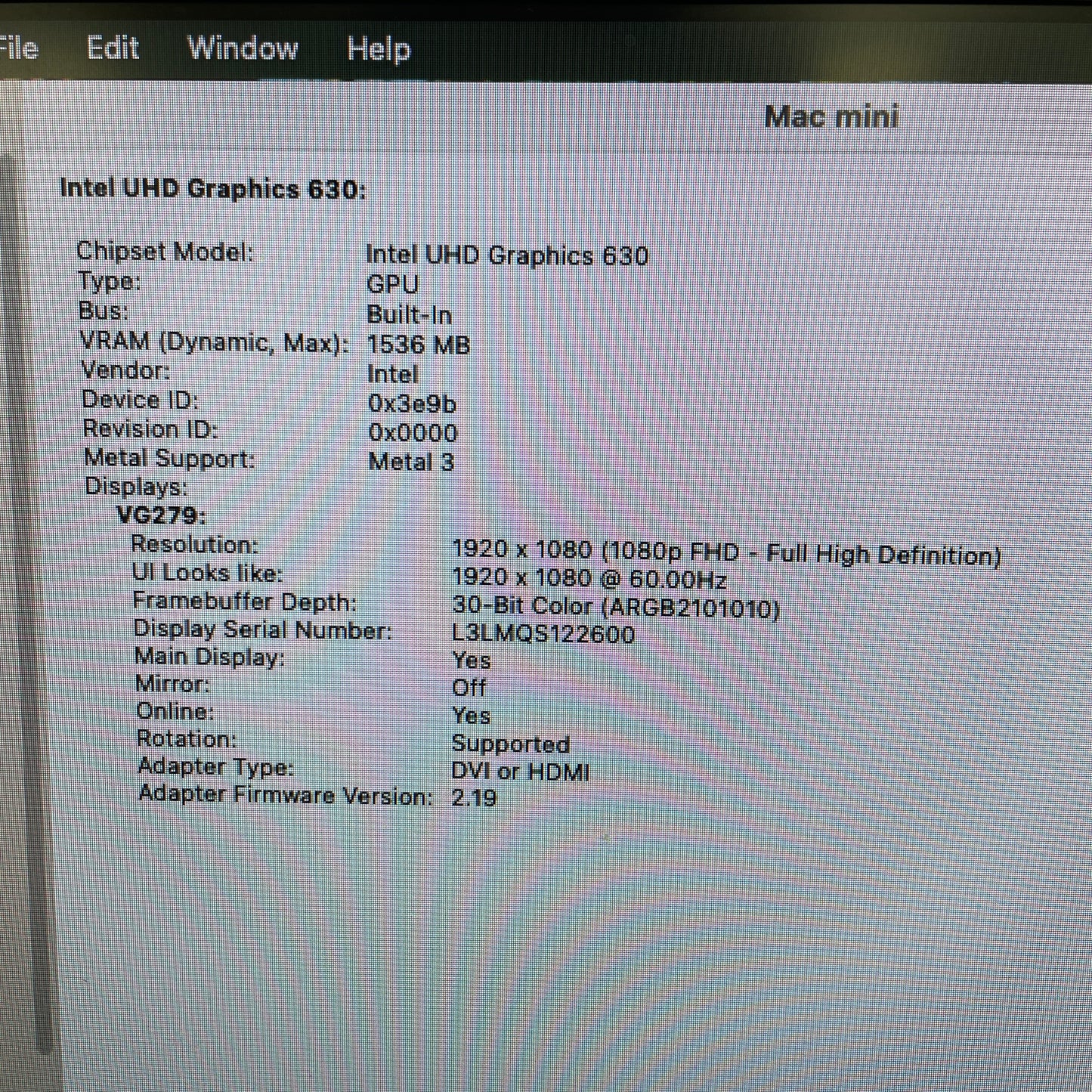 2018 Apple Mac Mini i3 3.6GHz 8GB RAM 128GB SSD Space Gray A1993