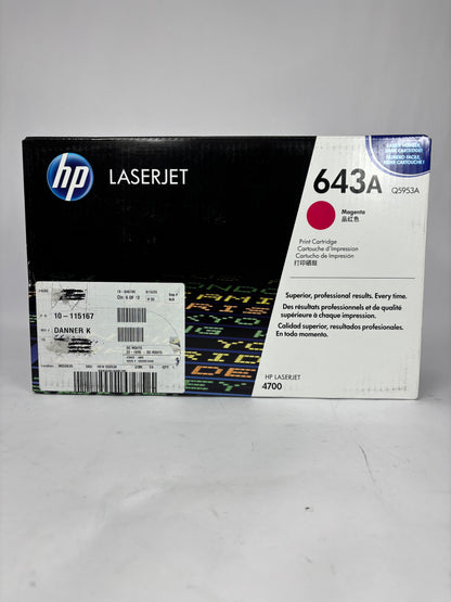 New HP 643A Magenta Original LaserJet Toner Cartridge 10,000 Pages Q5953A