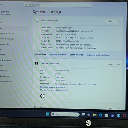 HP Laptop CN0512NR 17.3" Celeron N4500 1.1GHz 4GB RAM 256GB SSD