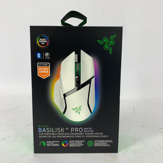 New Razer Basilisk V3 Pro Customizable Wireless Gaming Mouse RZ01-0462 White
