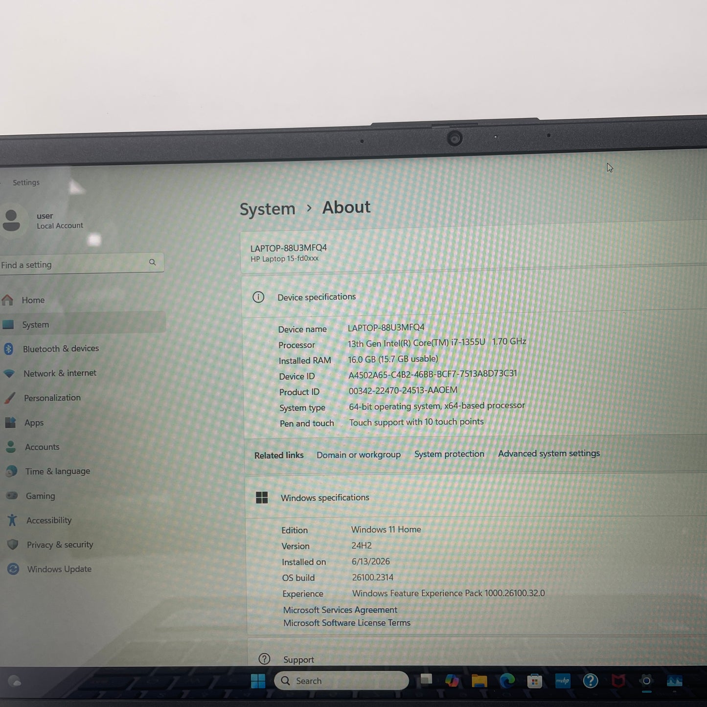 HP Laptop 15-FD0127DX 15.6" i7-1355U 1.7GHz 16GB RAM 500GB SSD