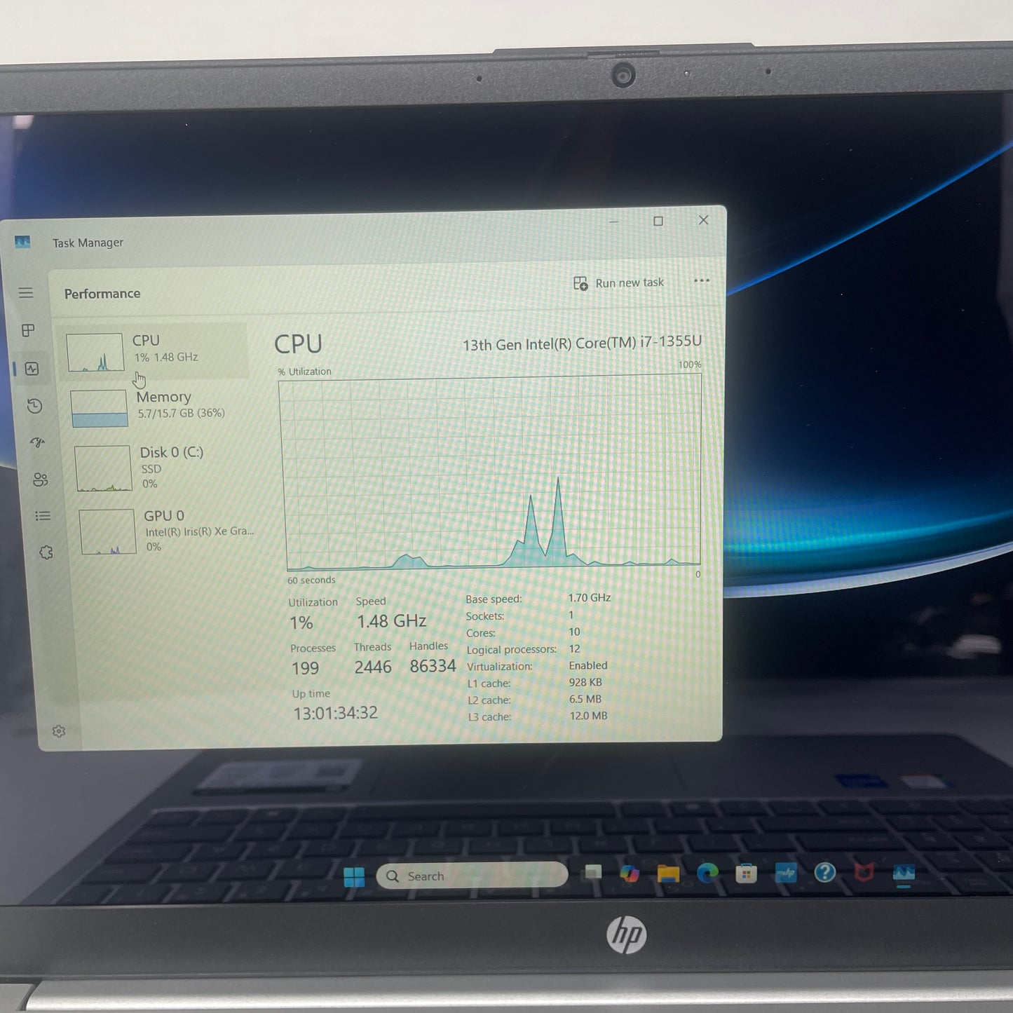 HP Laptop 15-FD0127DX 15.6" i7-1355U 1.7GHz 16GB RAM 500GB SSD