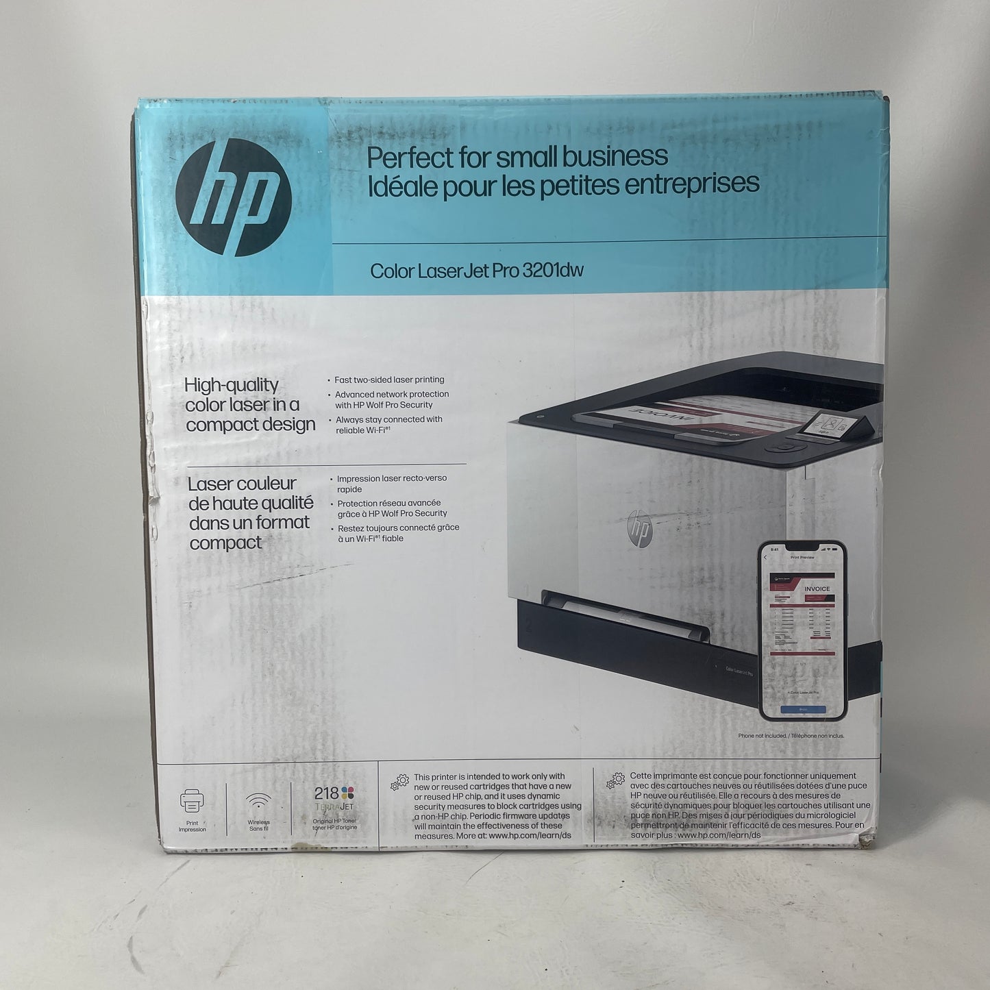 New HP LaserJet Pro Wireless Color Laser Printer White 3201DW