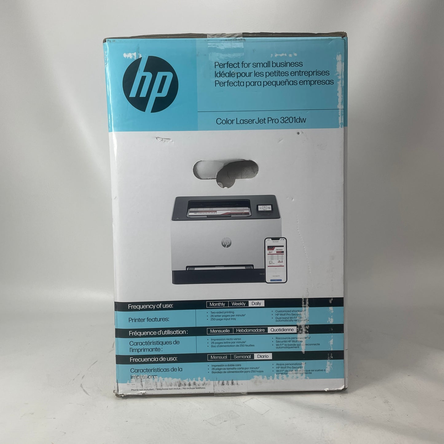 New HP LaserJet Pro Wireless Color Laser Printer White 3201DW