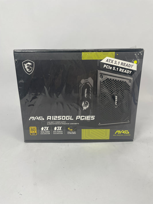 New MSI MAG A1250GL PCIE5 1250W Power Supply 80+ Gold Fully Modular PSU ATX 3.1