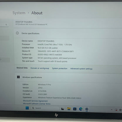 HP EliteBook 840 G11 14" Core Ultra 7 155U 1.7GHz 16GB RAM 512GB SSD