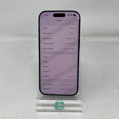 Factory Unlocked Apple iPhone 17 Pro 256GB Deep Blue MG7M4LL/A