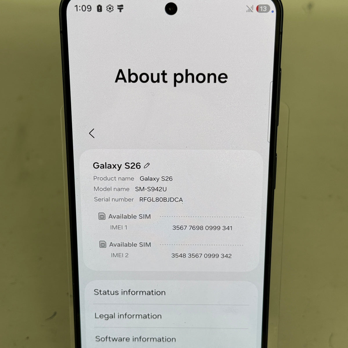 Verizon Samsung Galaxy S26 12GB RAM 256GB SM-S942U Black