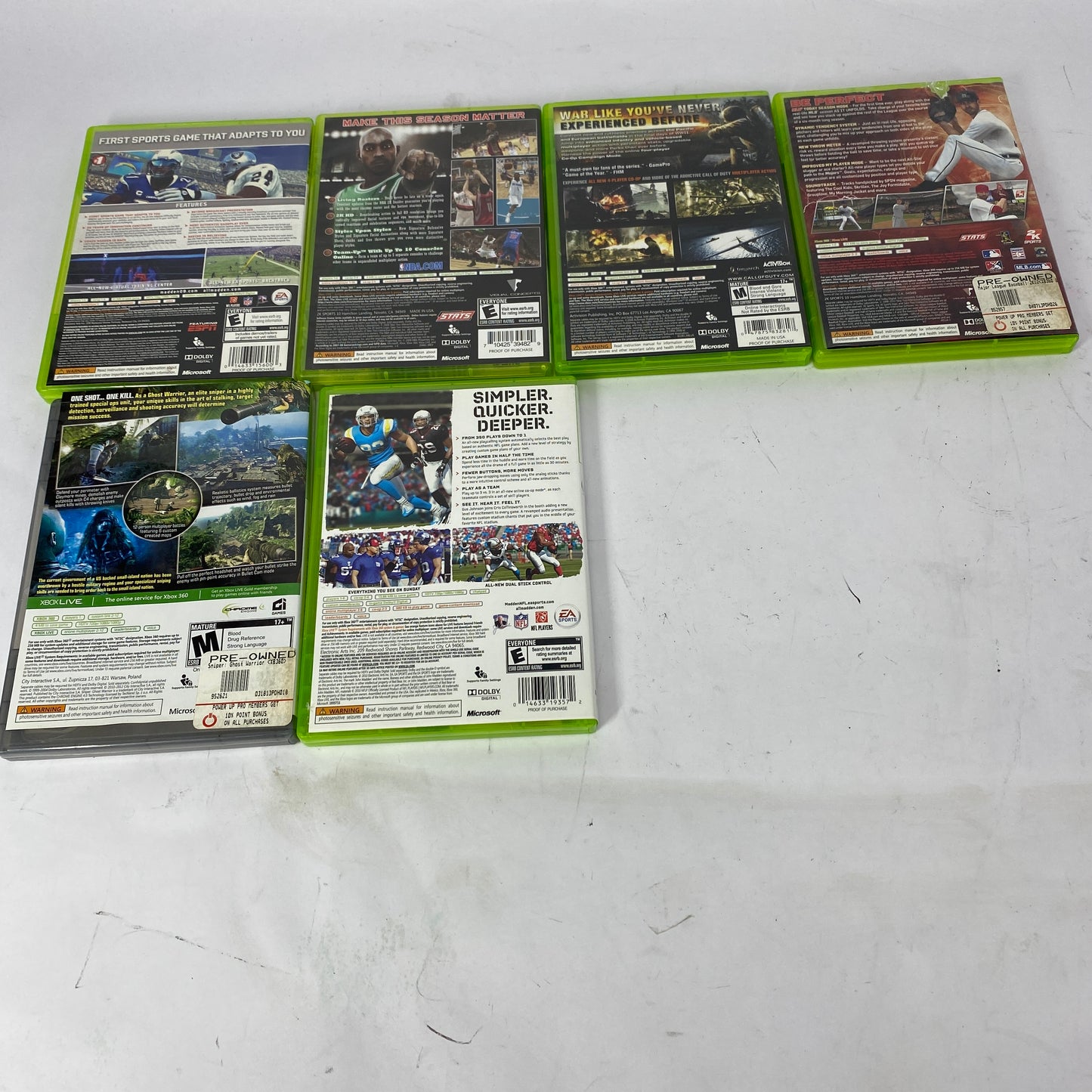 Lot of 6 Microsoft Xbox 360 Games