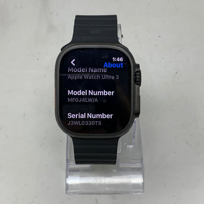 Unlocked Apple Watch Ultra 3 49MM Black Titanium Black Ocean Band MF0J4LW/A