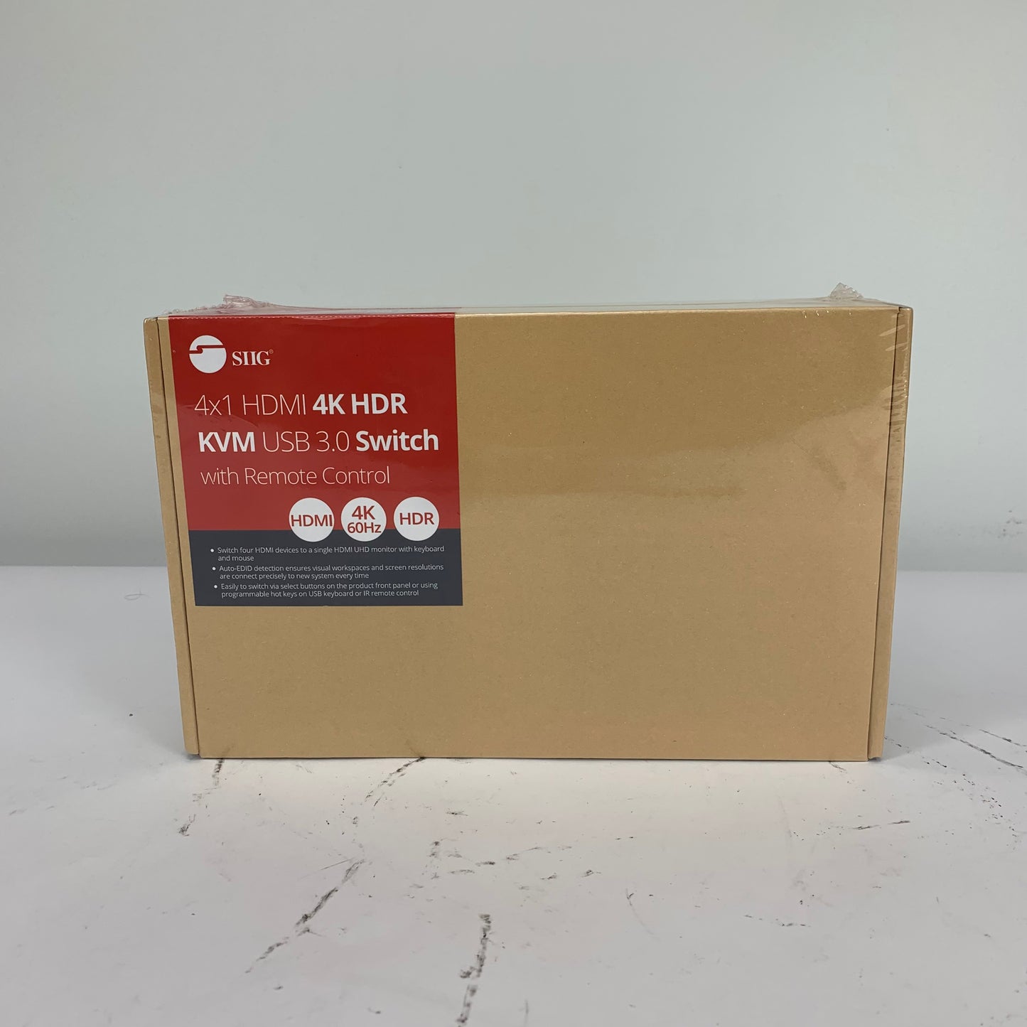 New Siig CE-KV0F11-S1 4x1 HDMI 4K HDR KVM USB 3.0 Switch with Remote Control