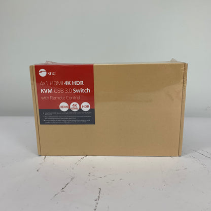 New Siig CE-KV0F11-S1 4x1 HDMI 4K HDR KVM USB 3.0 Switch with Remote Control