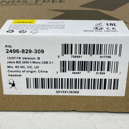 New Jabra BIZ 2400 II Mono USB 3-1 Wired Headsets Black 2496-829-309